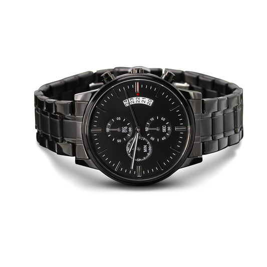 Atlas Black Chronograph Watch - Customizable