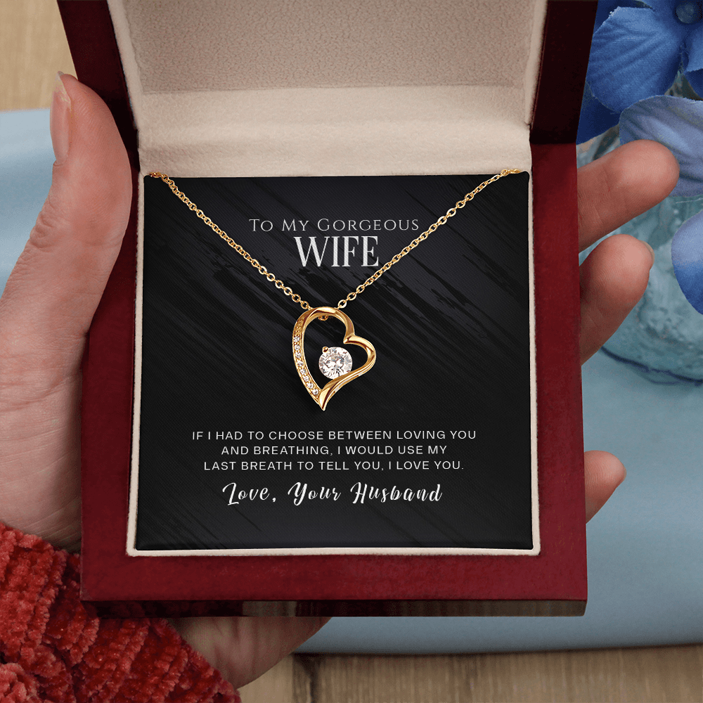 To My Wife - I will use my last breath - Heart necklace