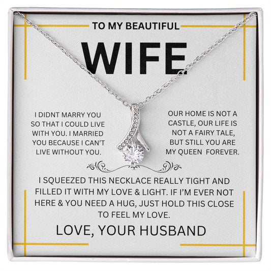 To My Beautiful Wife Necklace - Anniversary Gift for Wife, Wife Gift From Husband, Sentimental Gift for Wife, Birthday Gift for Wife