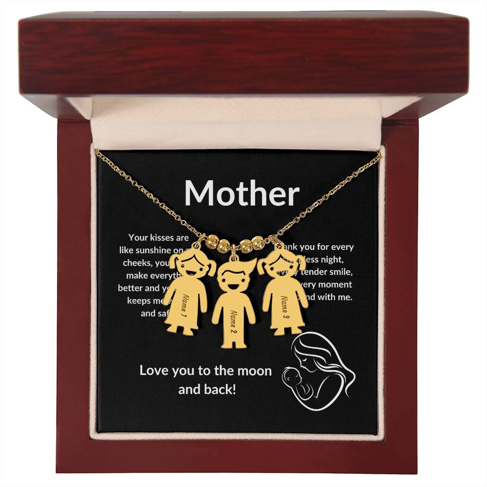 Kid's Delight: Vertical Child Charm Necklace - Mother