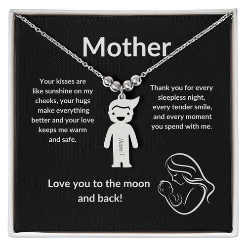 Kid's Delight: Vertical Child Charm Necklace - Mother