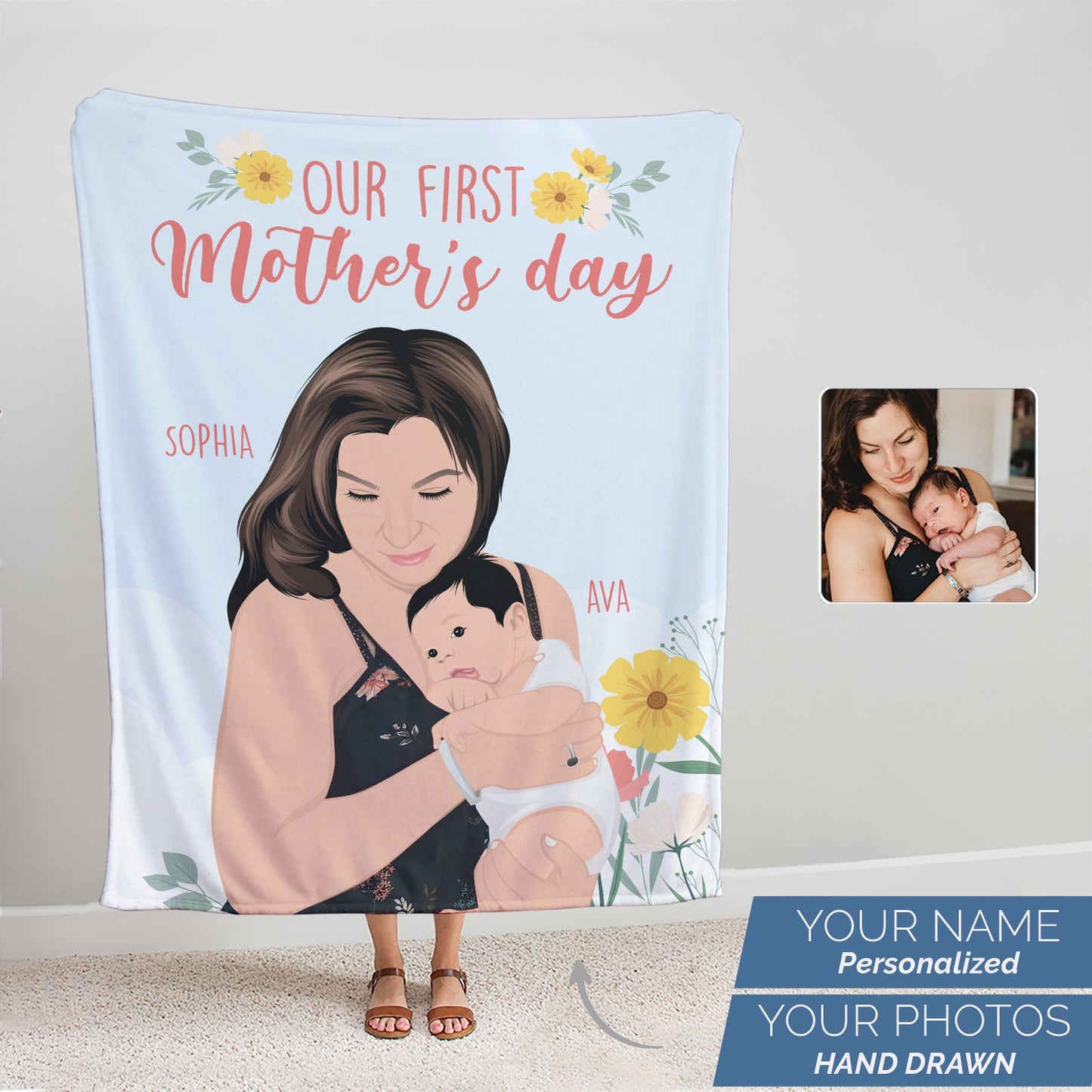 Our First Mothers Day Blanket Personalized